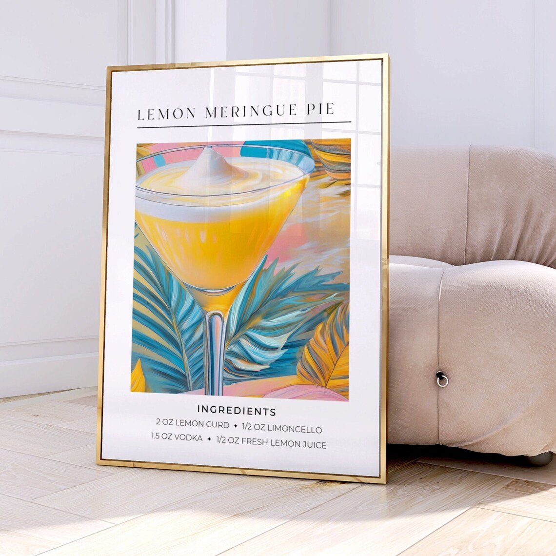Lemon Meringue Cocktail, Retro Maximalist Poster
