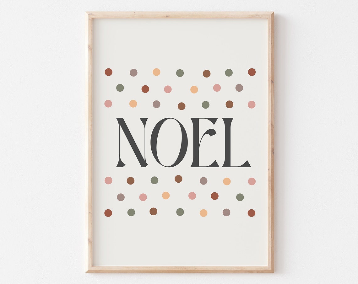 Noel Christmas Typography Poster With Pastel Polka Dots Design