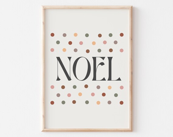 Noel Christmas Typography Poster With Pastel Polka Dots Design