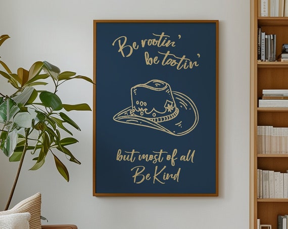 Be Rootin Tootin Kind Western Wall Art Boho Minimalist Prints Cowboy Art Retro Art File