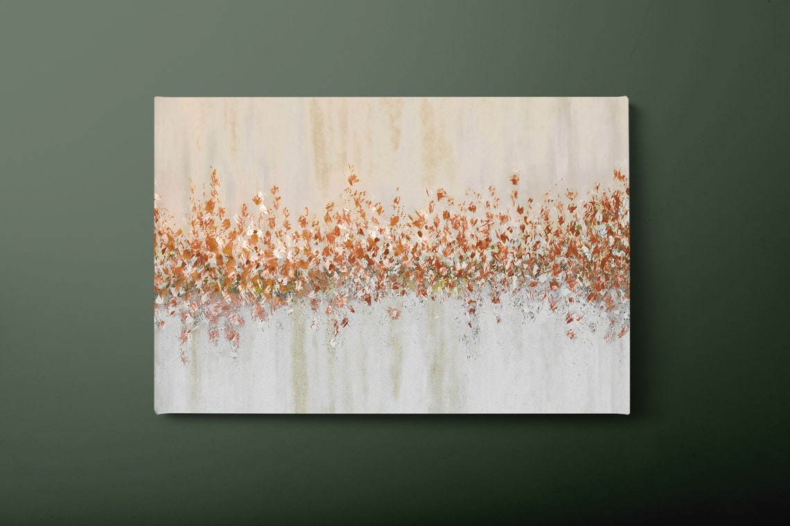 Burnt Orange Beige Abstract Textured Painting Modern Autumn Wall Art