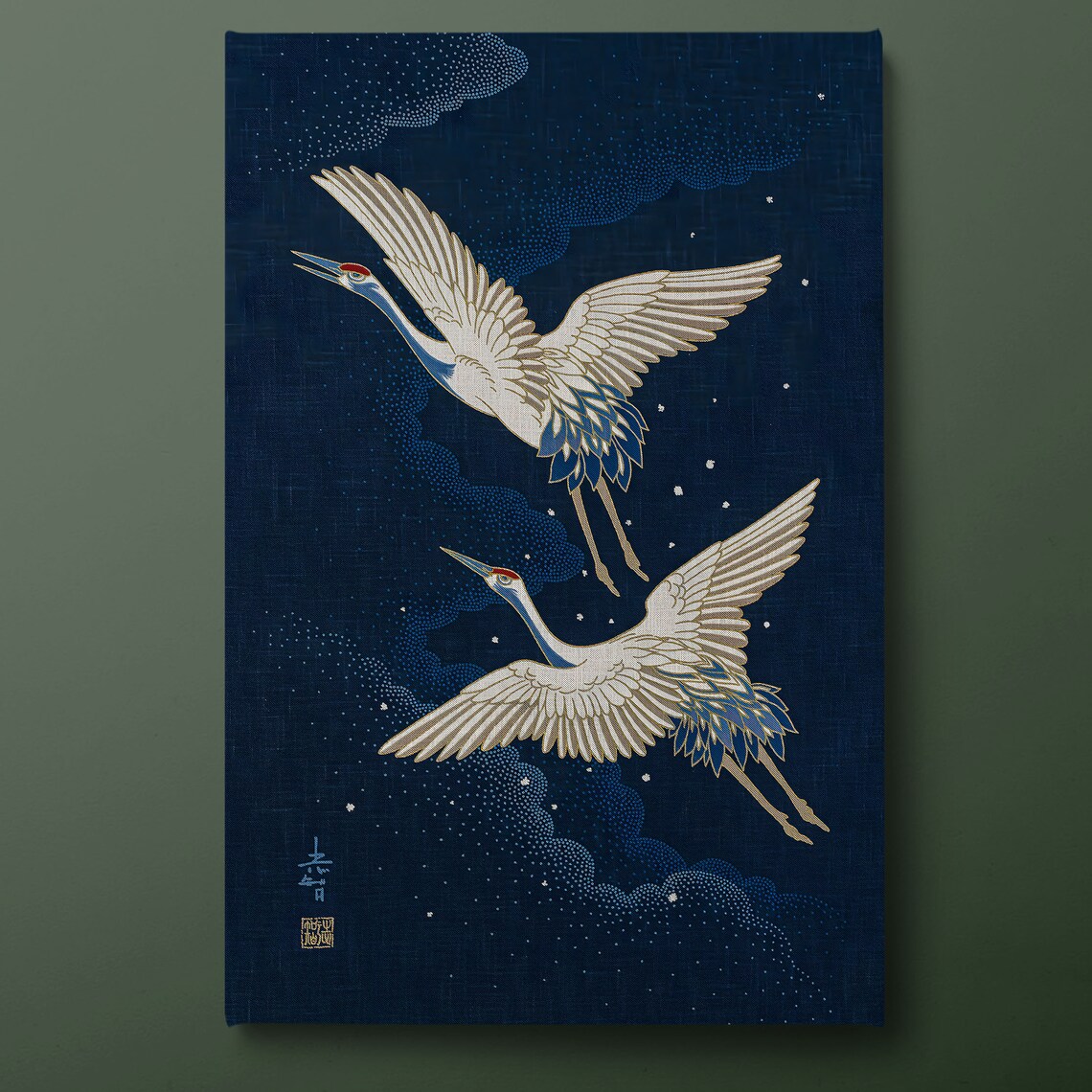 Stork Japanese Bird Painting, Animal Poster Print