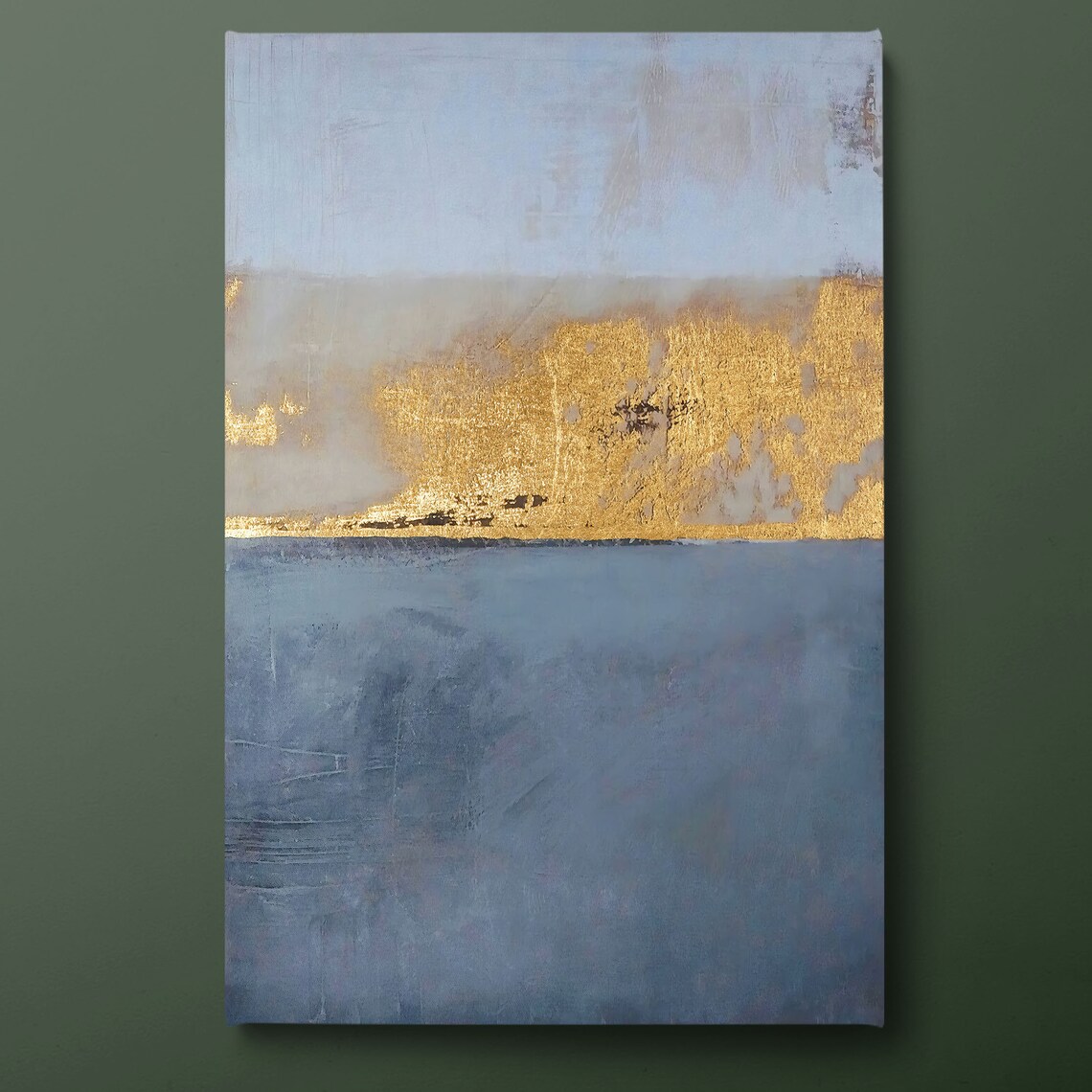 Gold Blue Abstract Print, Modern Wall Art Print