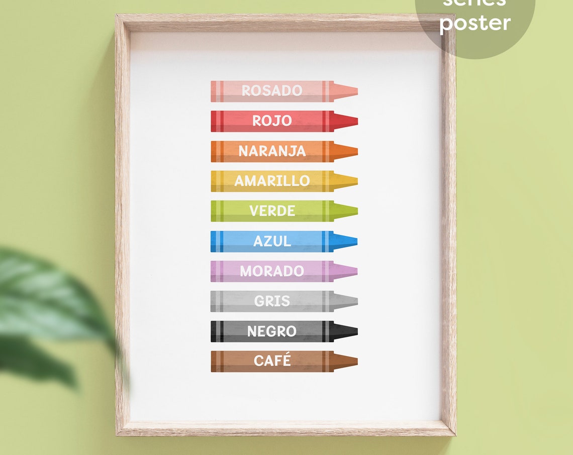 Spanish Colors Crayons Kids Educational Nursery Learning Poster - Image 7