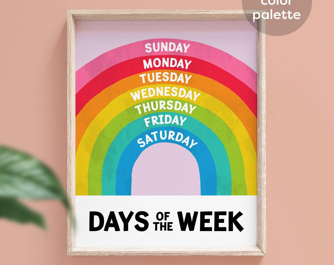 Rainbow Days of the Week Nursery Classroom Poster