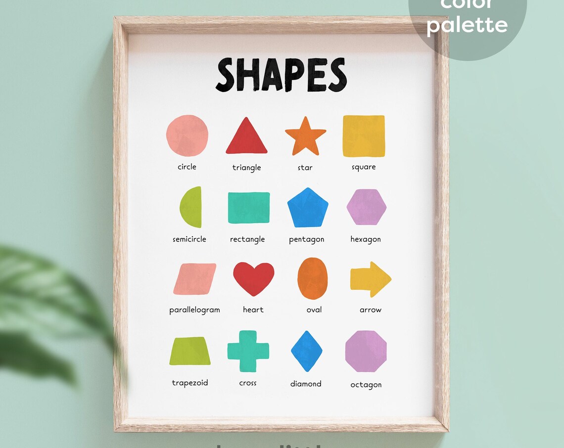 Rainbow Geometric Shapes Nursery Art Print