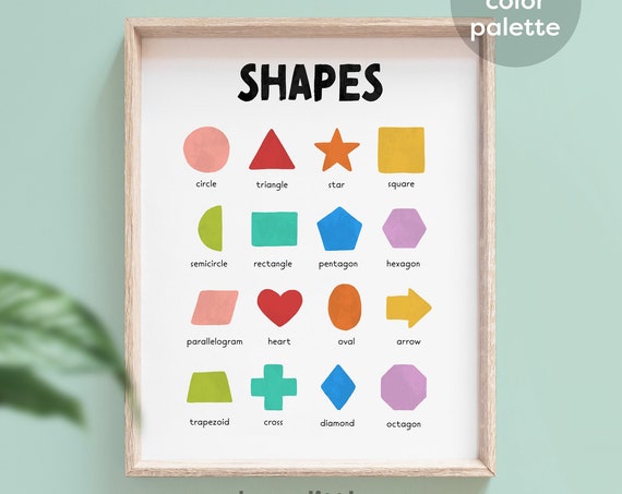 Rainbow Geometric Shapes Nursery Art Print