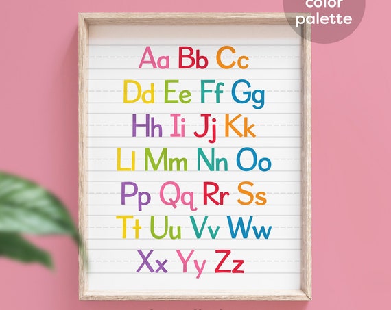 Colorful Rainbow Alphabet Kids Room Nursery Art Print
