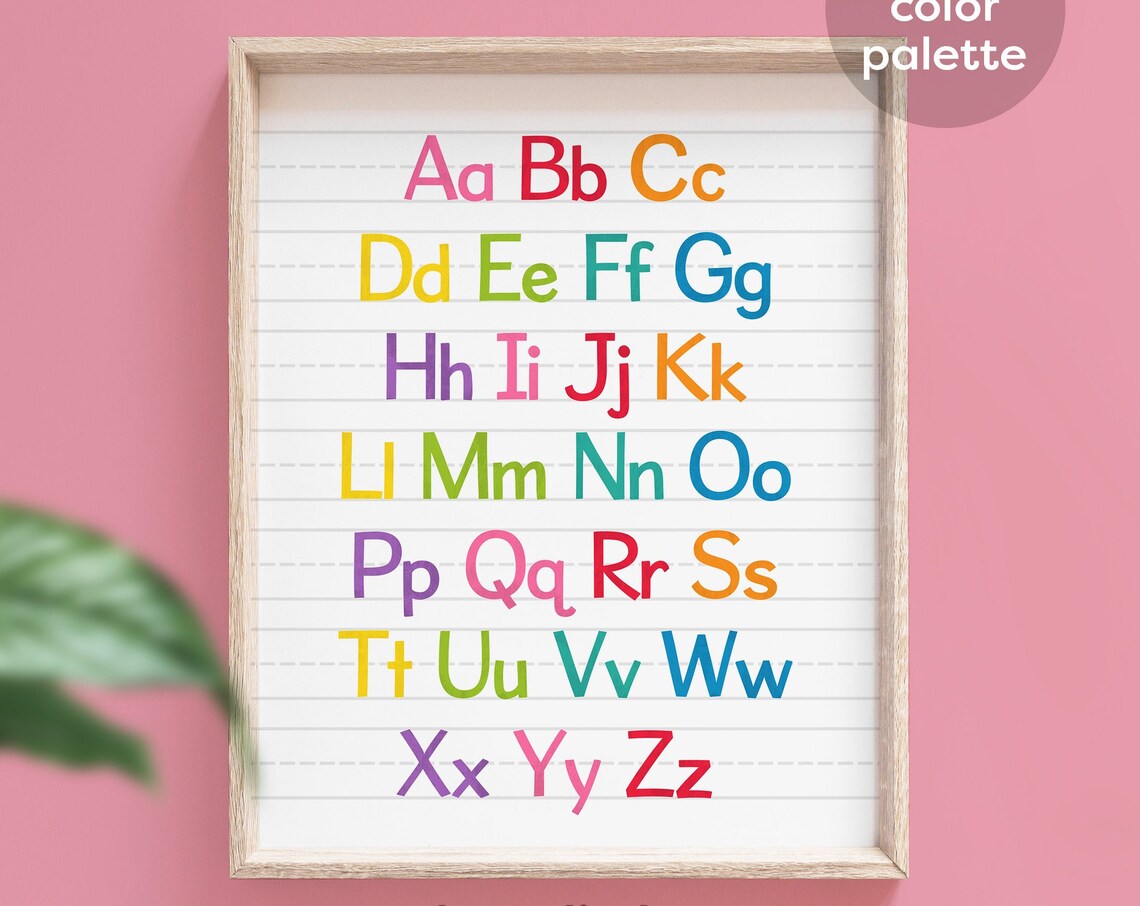 Colorful Rainbow Alphabet Kids Room Nursery Art Print
