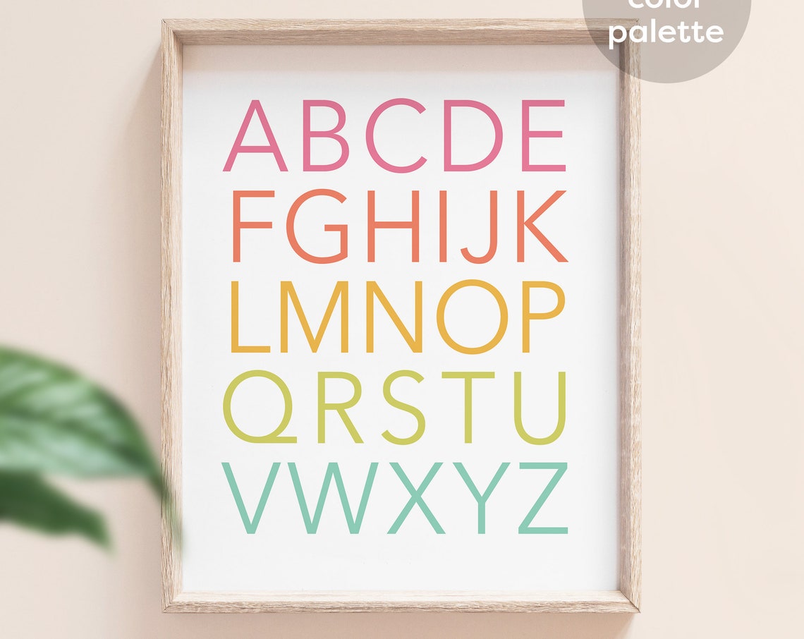 ABC Alphabet Uppercase Pastel Color Kids Nursery Learning Poster