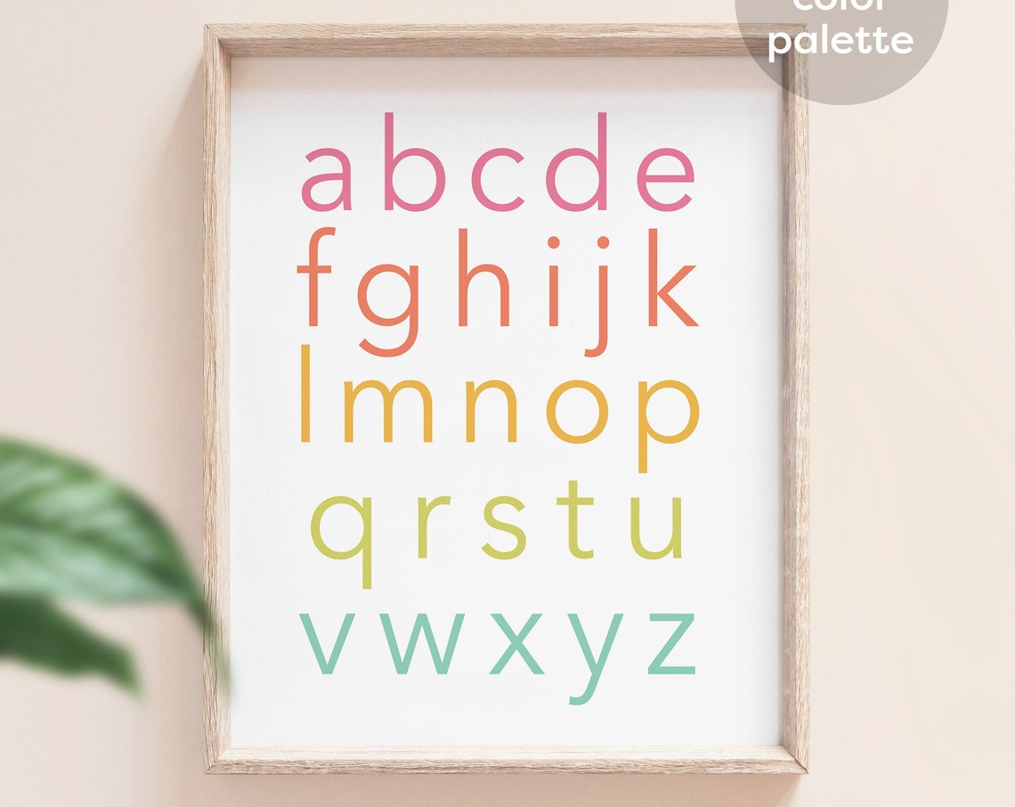 Alphabet Print Abcs Print Lower Case Letters Nursery Print Learning Print Educational Poster Preschool Poster Tropical Colors