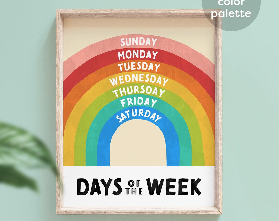 Rainbow Days Of The Week Nursery Art Print - Image 7