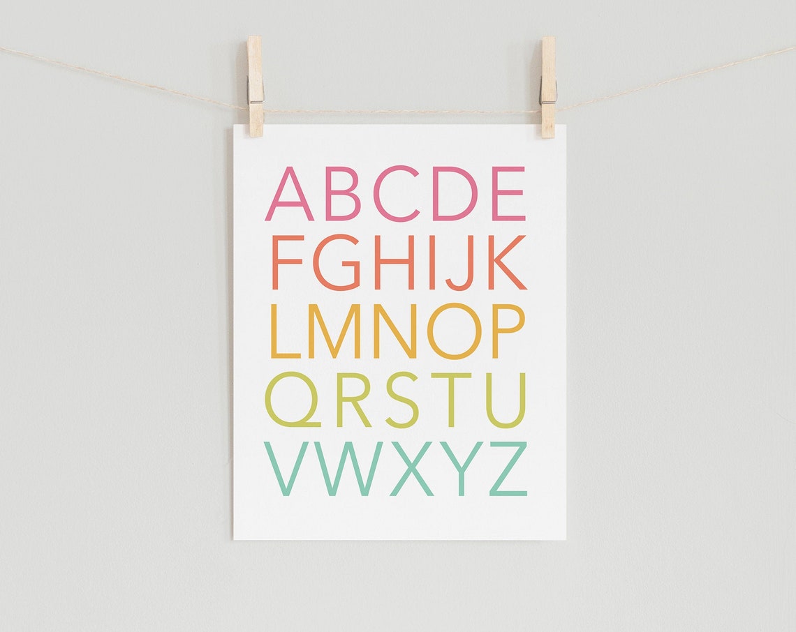Alphabet Print Abcs Print Upper Case Letters Nursery Print Learning Print Educational Poster Preschool Poster Tropical Colors - Image 3