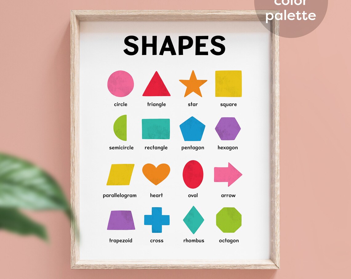 Rainbow Geometric Shapes Nursery Classroom Art Print