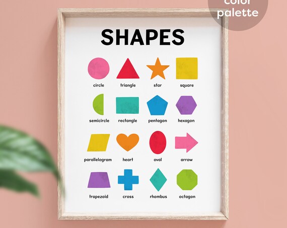 Rainbow Geometric Shapes Nursery Classroom Art Print