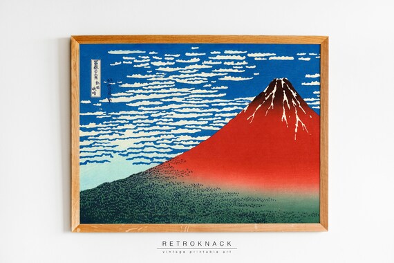 Hokusai Print Red Fuji Wall Art Mountain Japanese Art Mount Fuji Print Woodblock Print Jp4