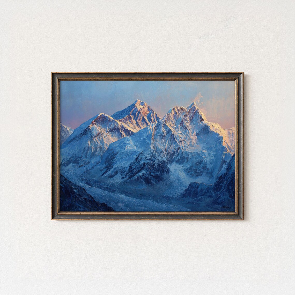 Mount Everest Morning Light Snow Ridge Painting Poster Nature