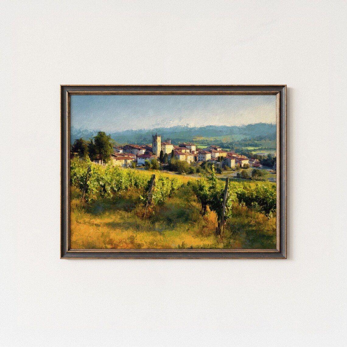 Tuscan Vineyard Golden Morning Italy Rolling Hills Art Poster