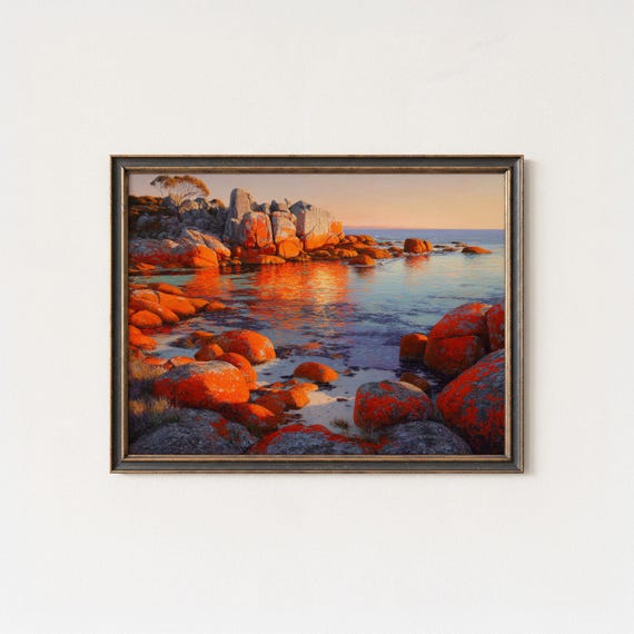 Bay Of Fires Tasmania Art Print Coastal Sunset Seascape
