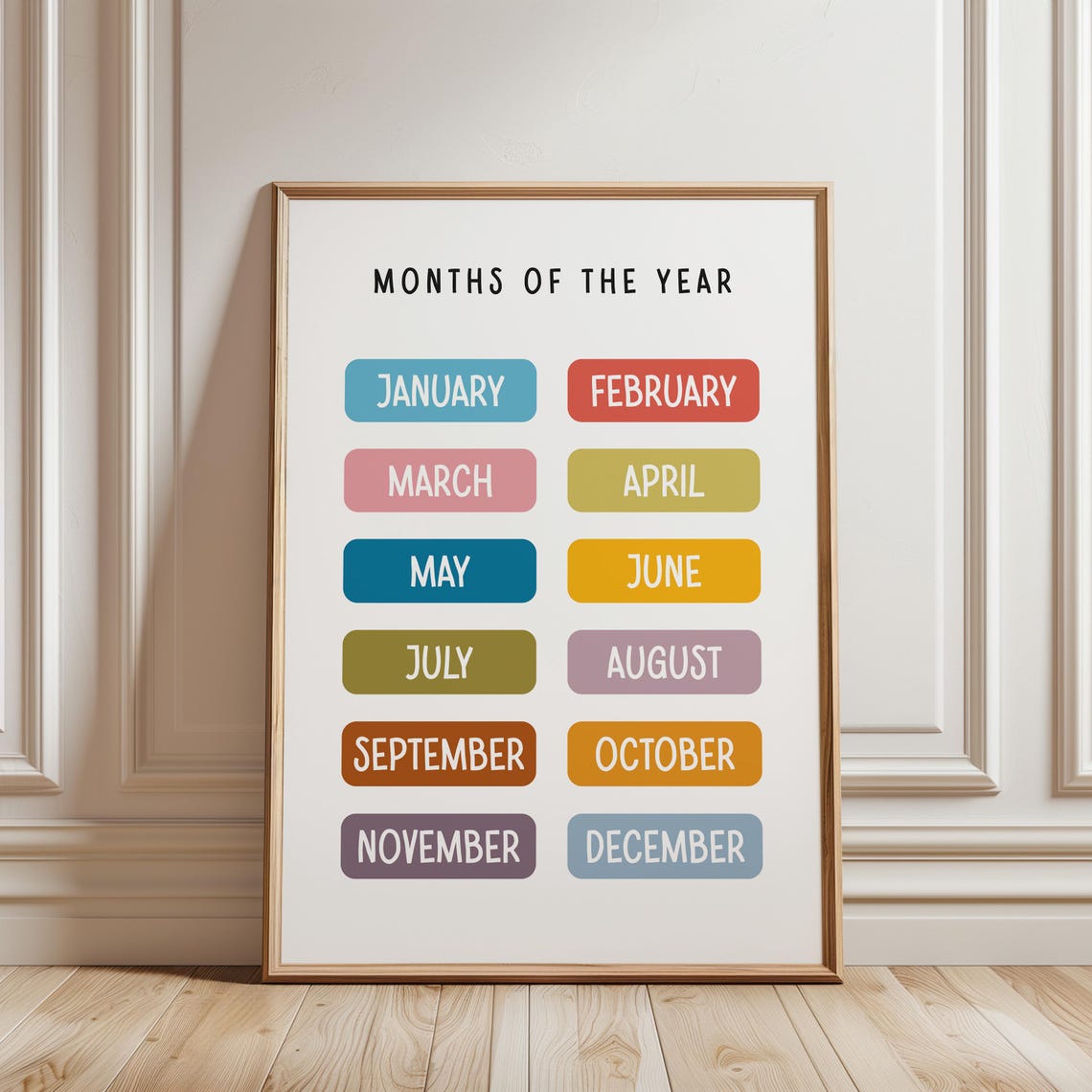Months Of The Year Color Block Chart Learning Classroom Poster