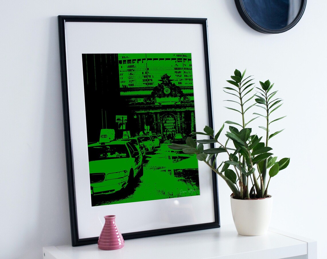 Bright Green New York Cityscape Poster Print