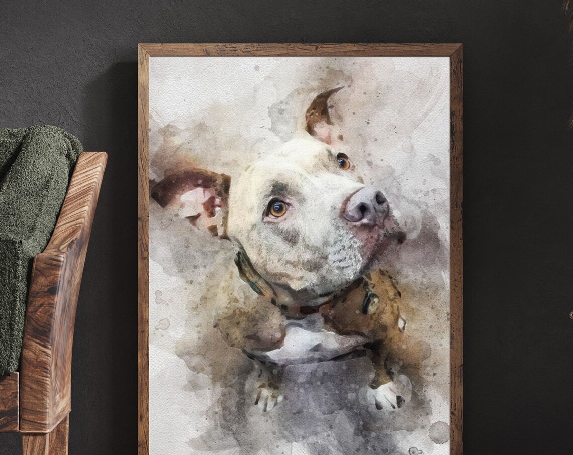 Custom Watercolor Dog Portrait, Personalized Gift