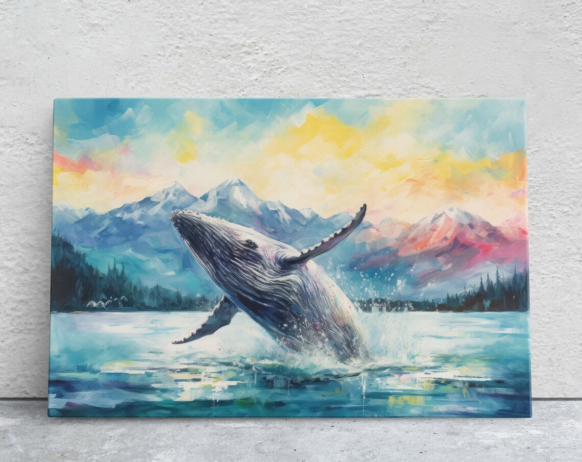 Humpback Whale Watercolor Sea Life Ocean View Art Print