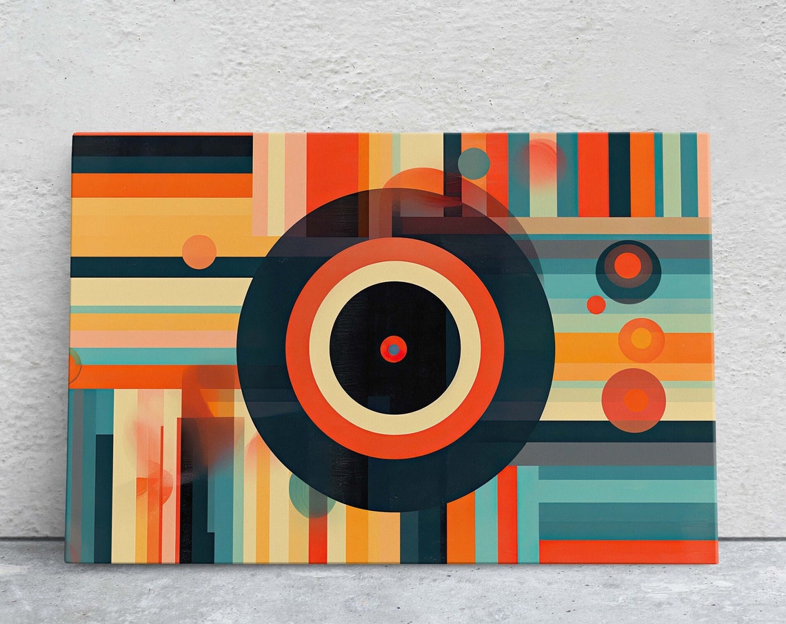 Mid Century Modern Vinyl Record Abstract Retro Music Art Poster