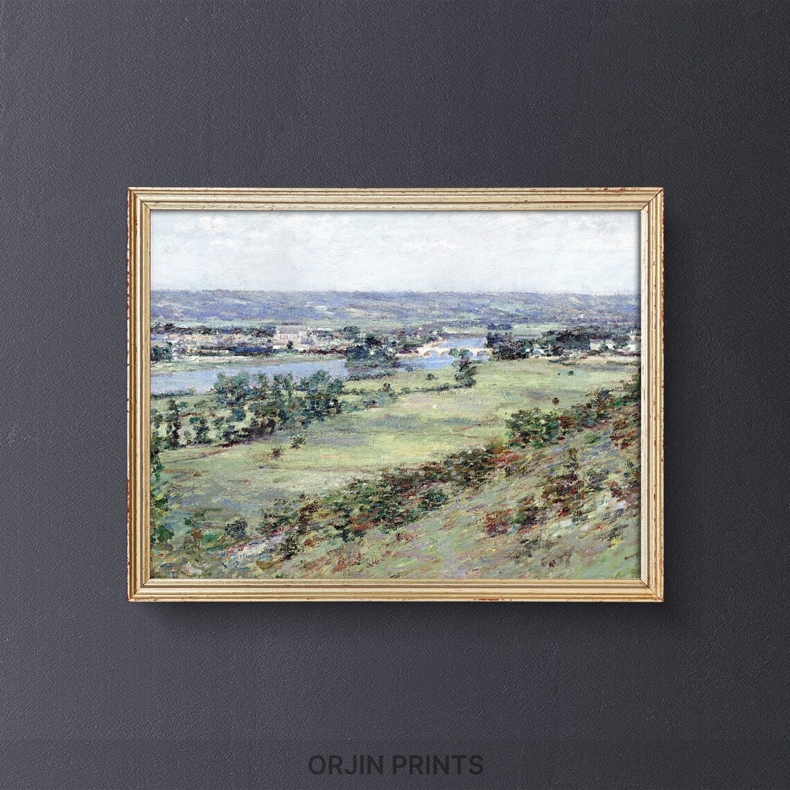 French Countryside Wall Art Print Lush Green Valley Tranquil Landscape Decor Orjin Prints 4124