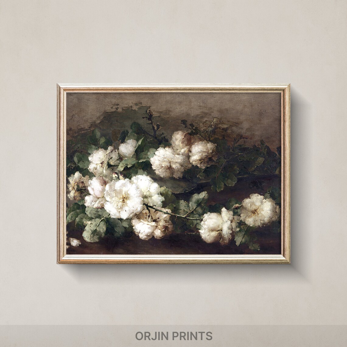 White Roses, Elegant Still Life Art Print