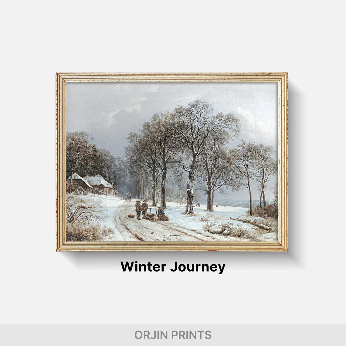 Winter Forest Snow Workers Sled Woodland Vintage Scene Poster - Image 2