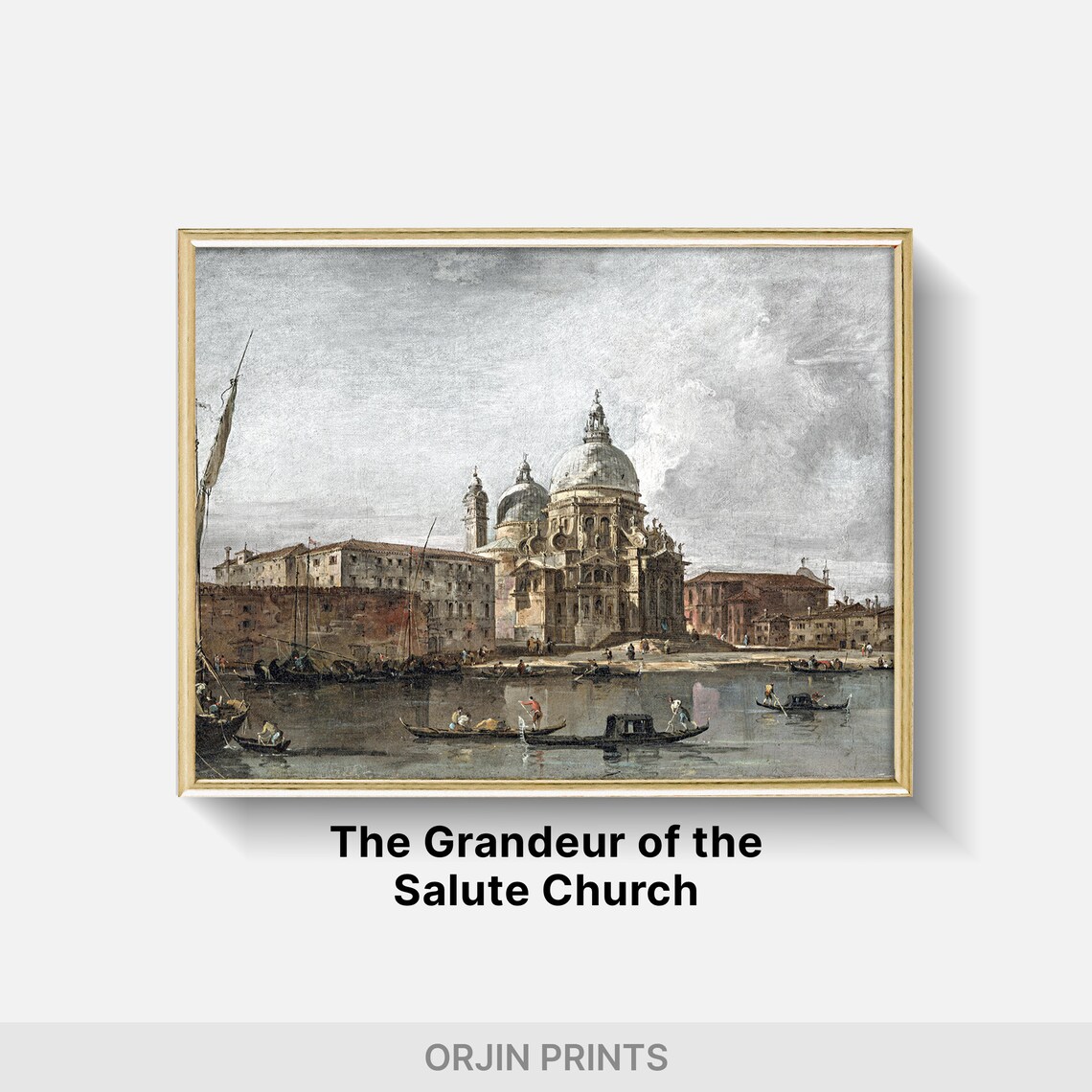 Venice Domed Church Gondolas Vintage European Cityscape Poster - Image 2