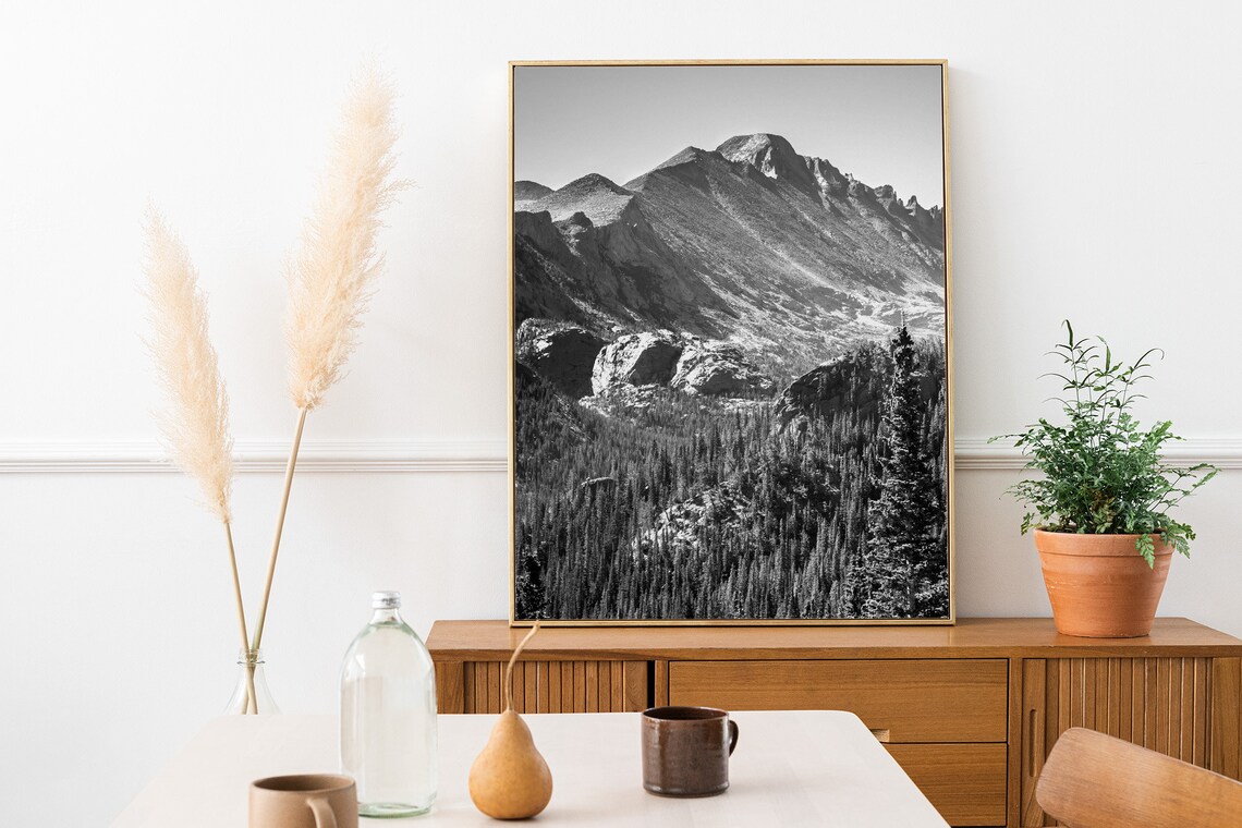 Rocky Mountain National Park Travel Poster, Black White - Image 3