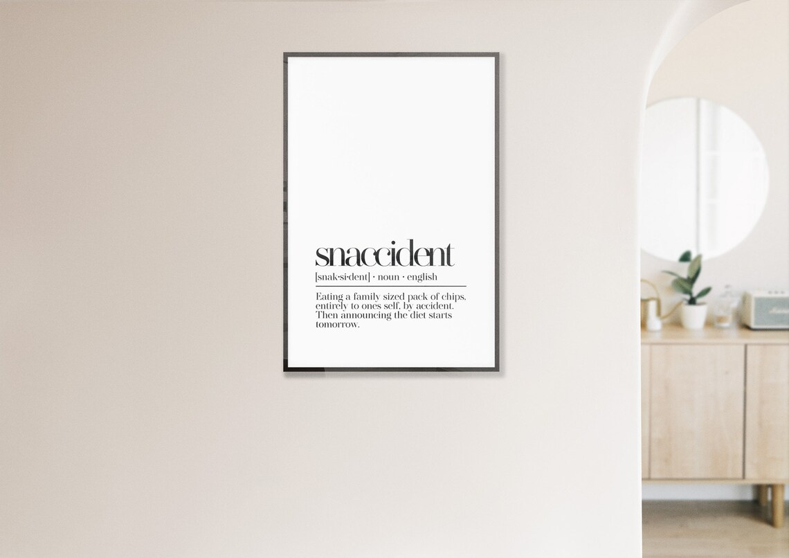 Snaccident Funny Food Dictionary Definition Kitchen Quote Poster - Image 3