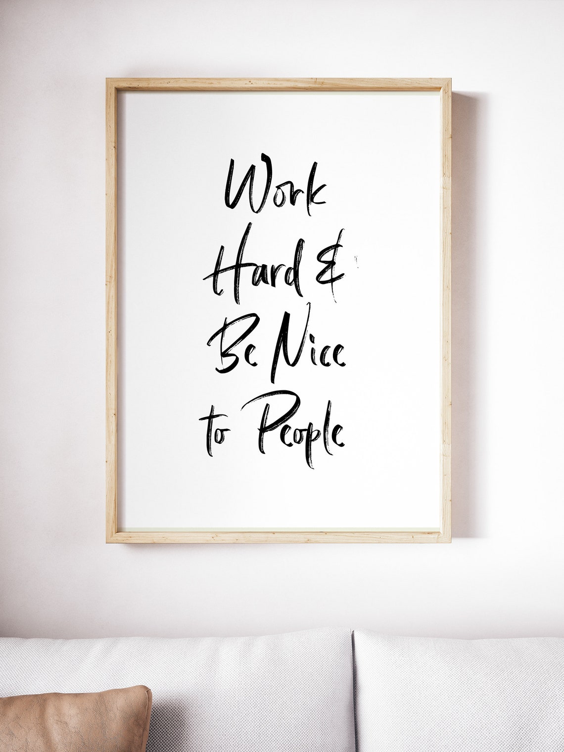 Work Hard and Be Nice to People Brush Script Motivational Print - Image 4