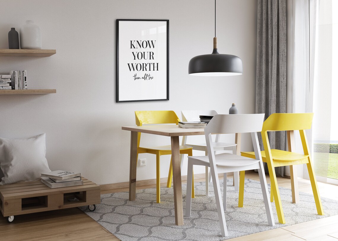 Know Your Worth Then Add Tax Poster Feminist Office Wall Decor - Image 3
