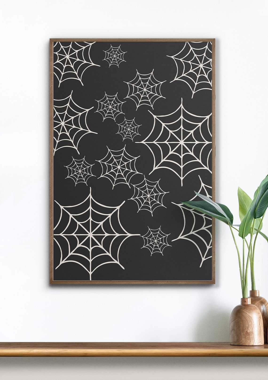 Spiderweb Pattern Monochrome Halloween Decorative Wall Poster - Image 4