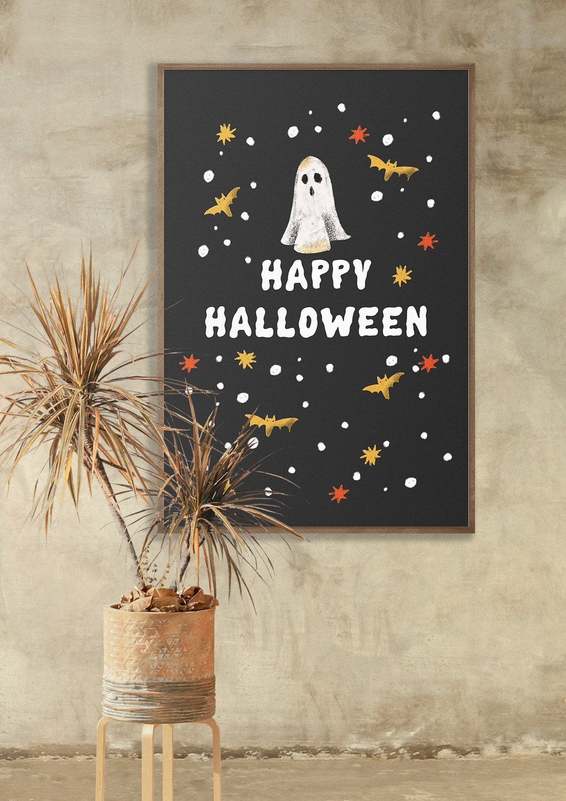 Happy Halloween Cute Ghost Bats Dark Moody Halloween Decor Poster - Image 5