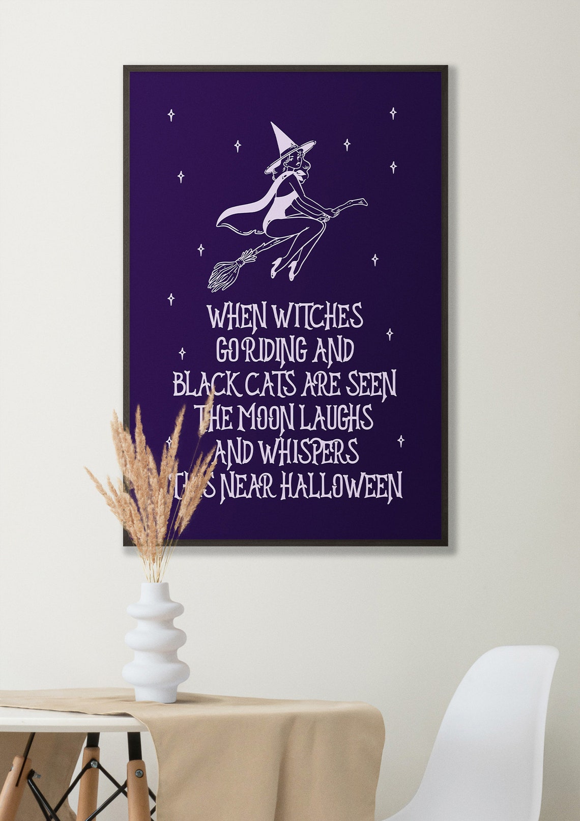 When Witches Go Riding Vintage Flying Witch Halloween Poem Poster - Image 2