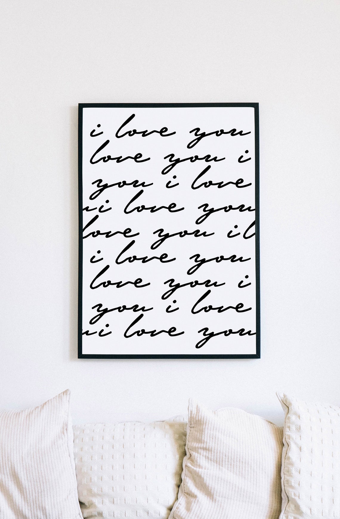 I Love You Repeated Script Typography Romantic Love Wall Poster - Image 4