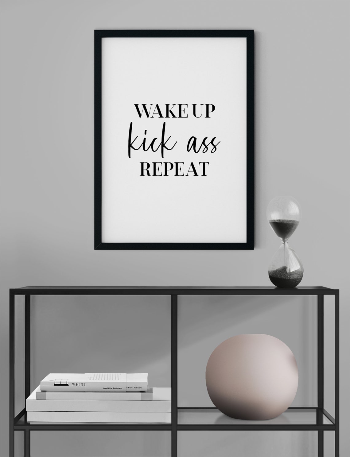 Wake Up Kick Ass Repeat Bold Motivational Morning Desk Poster - Image 2