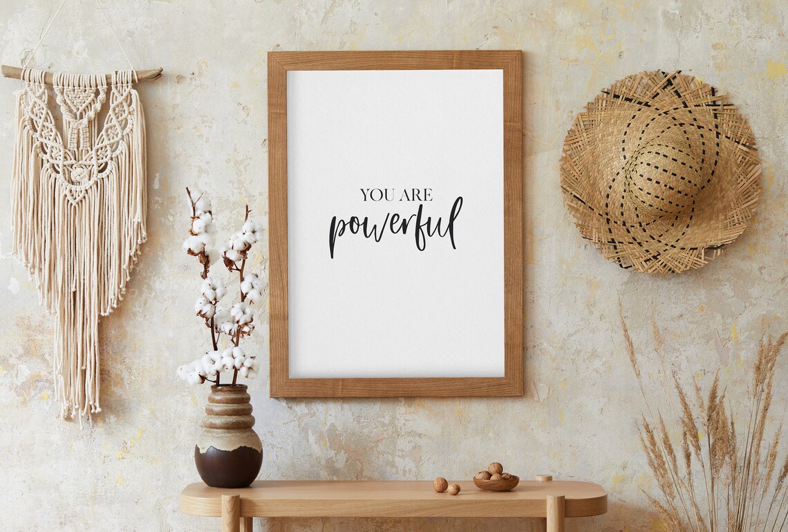 Feminist Wall Art You Are Powerful Teen Girl Room Decor Inspirational Quotes Girly Wall Art Bedroom Decor Self Care Quotes - Image 3