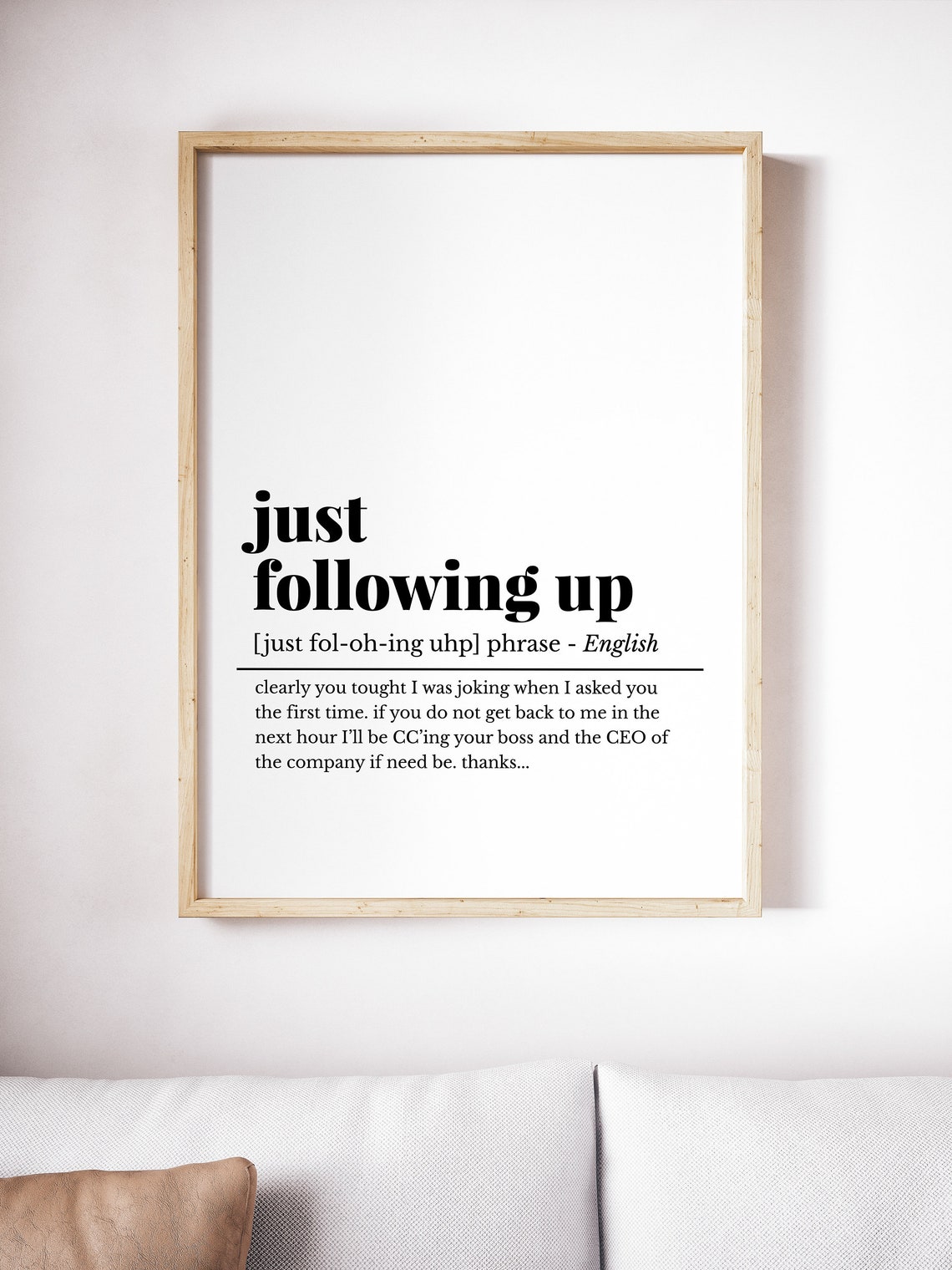 Just Following Up Funny Definition Poster Office Email Humor Decor - Image 5