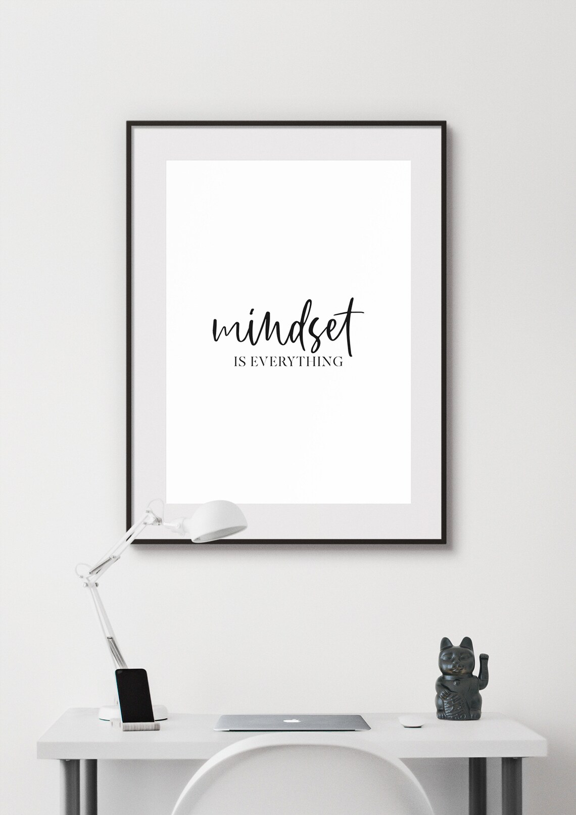 Mindset Is Everything Quote Print Script Minimalist Motivational Wall Decor - Image 2