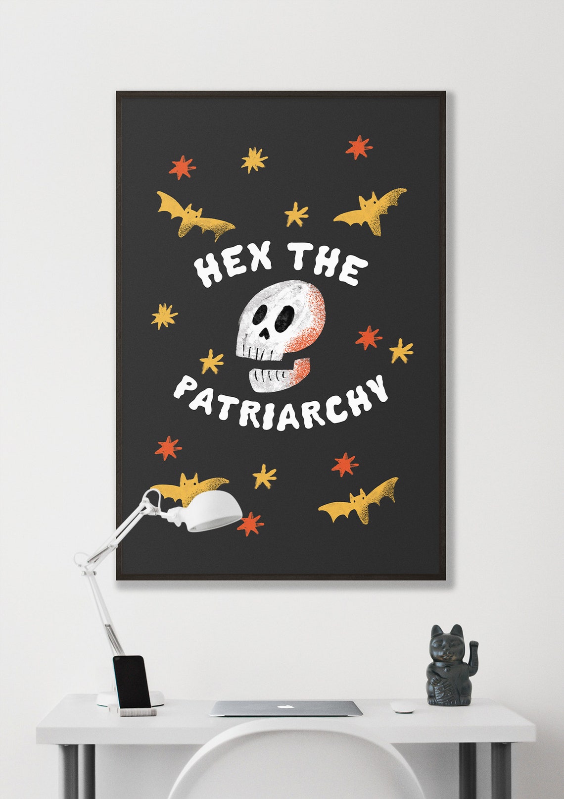 Hex the Patriarchy Skull Feminist Spooky Halloween Wall Poster - Image 2