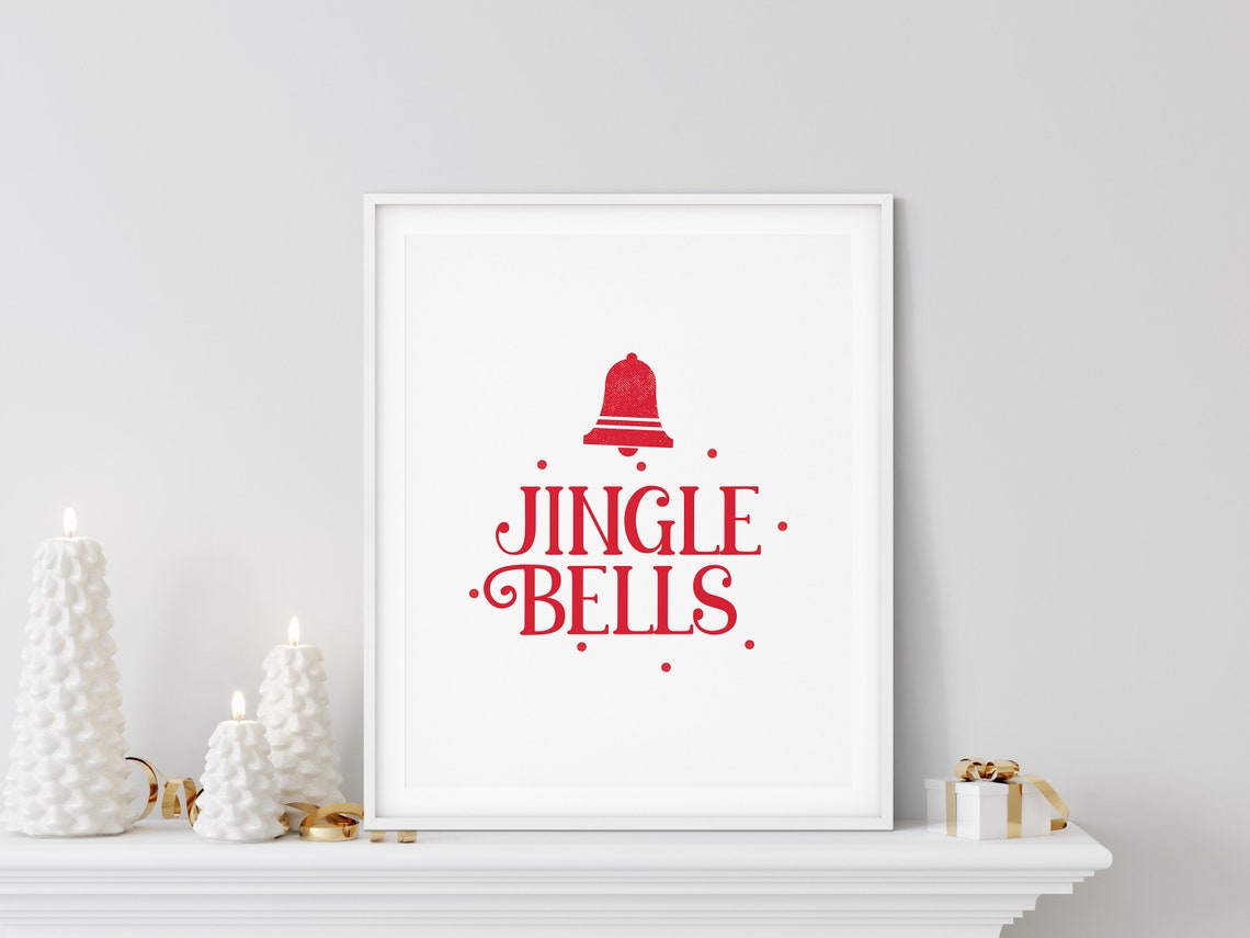 Jingle Bells Red Bell Icon Classic Christmas Song Holiday Poster - Image 3