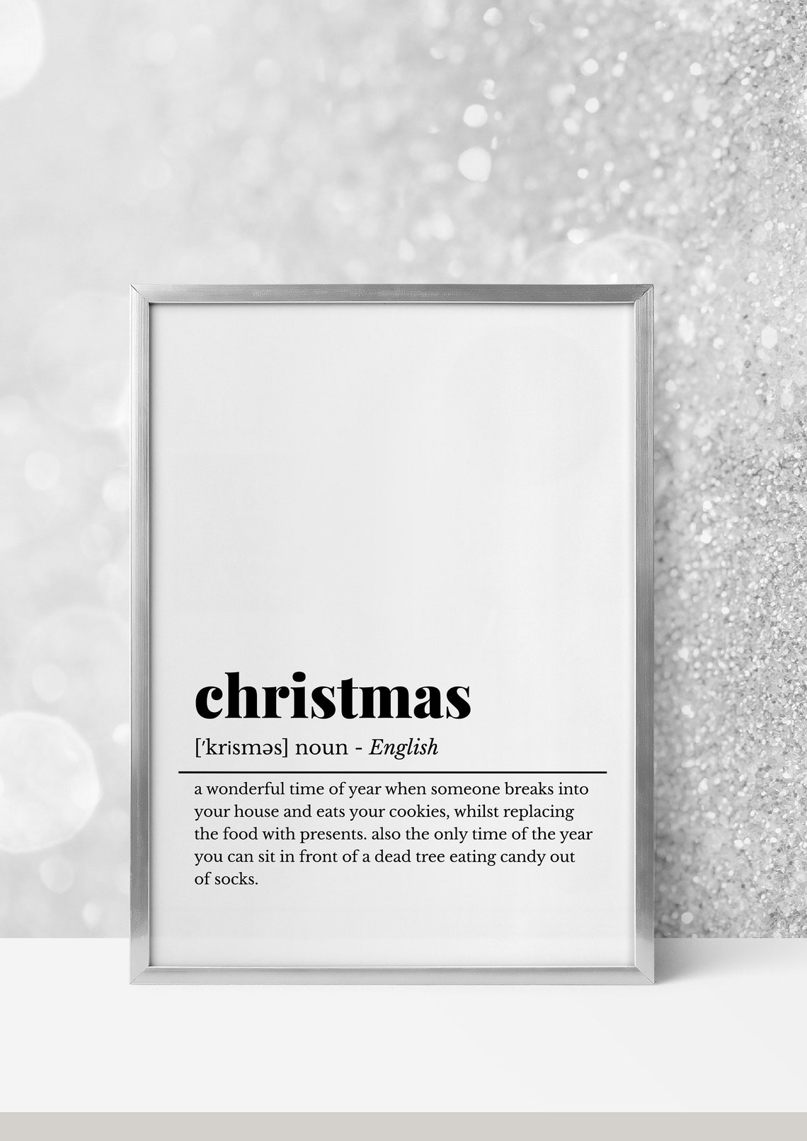 Christmas Funny Definition Minimalist White Holiday Season Poster - Image 3