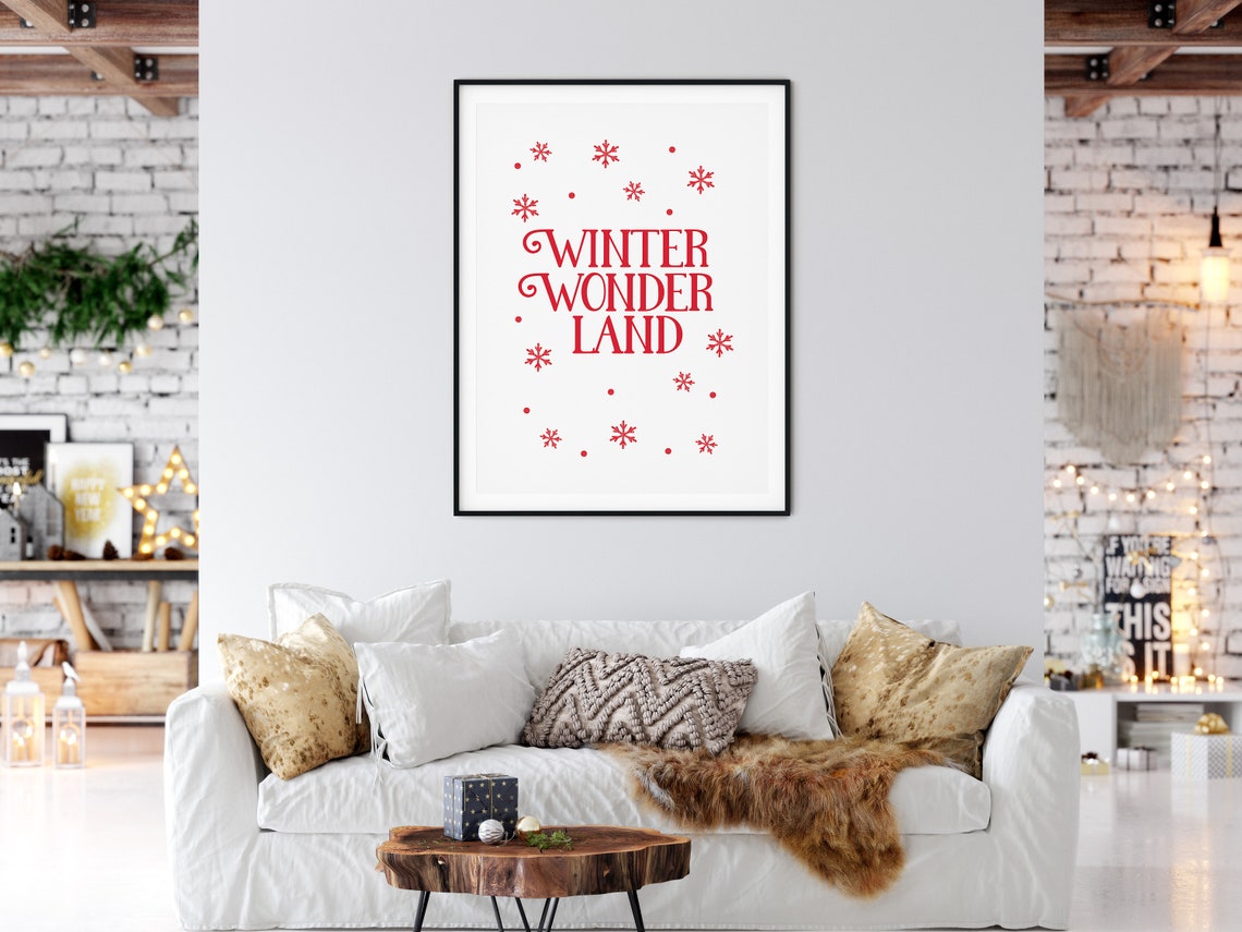 Winter Wonderland Snowflakes Red Script Festive Holiday Poster - Image 4