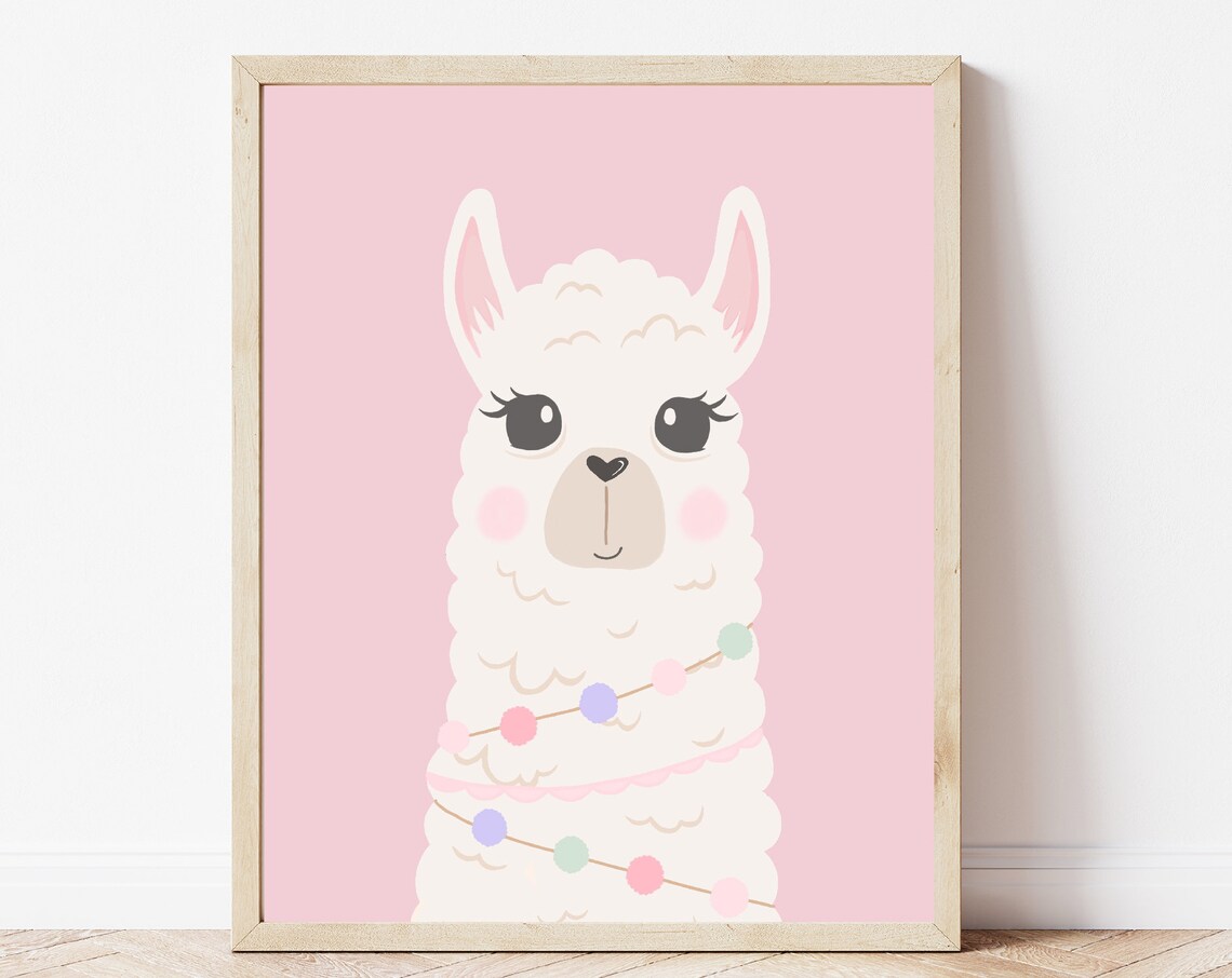 Cute Llama Art Print for Nursery and Bedroom