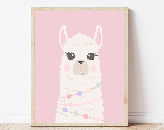 Cute Llama Art Print for Nursery and Bedroom
